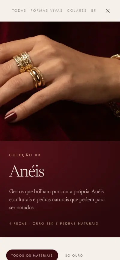 Coleção de anéis no celular