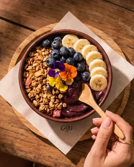 Tigela de açaí com frutas e granola