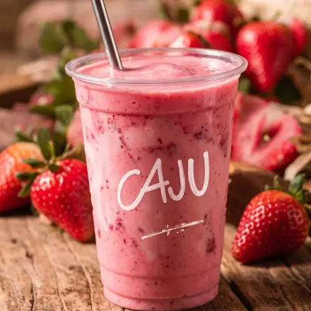 Shake de morango da Caju com morangos