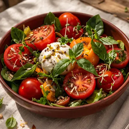 Salada de tomates com burrata